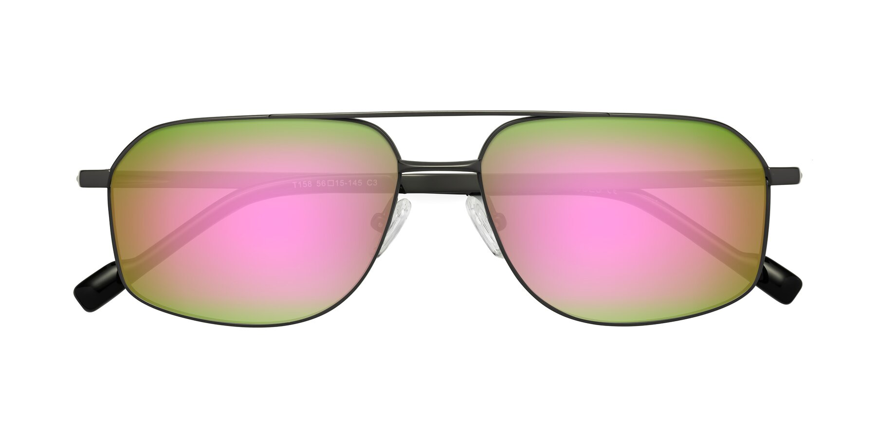 Folded Front of Perine in Gunmetal with Pink Mirrored Lenses