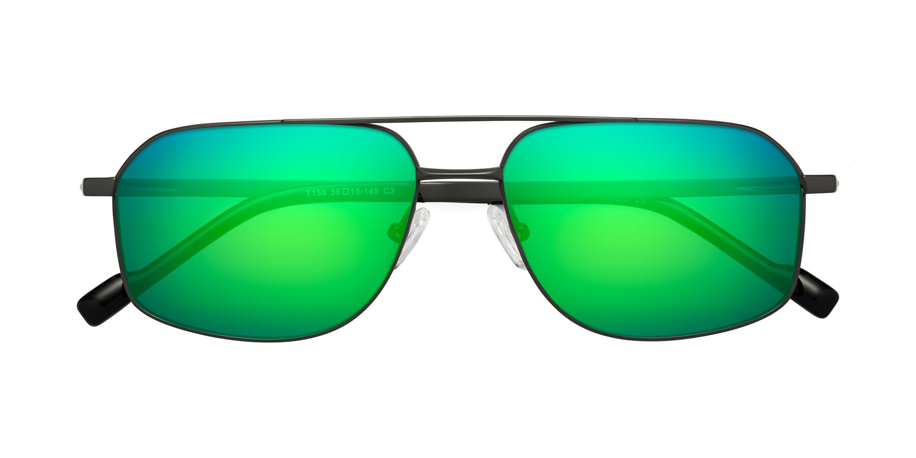 Folded Front of Perine in Gunmetal with Green Mirrored Lenses