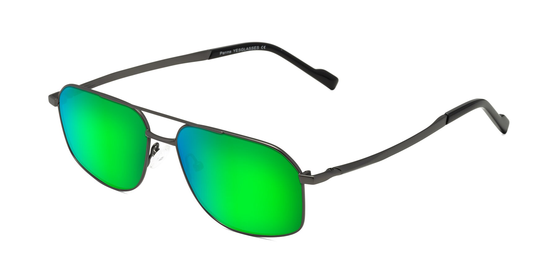 Angle of Perine in Gunmetal with Green Mirrored Lenses