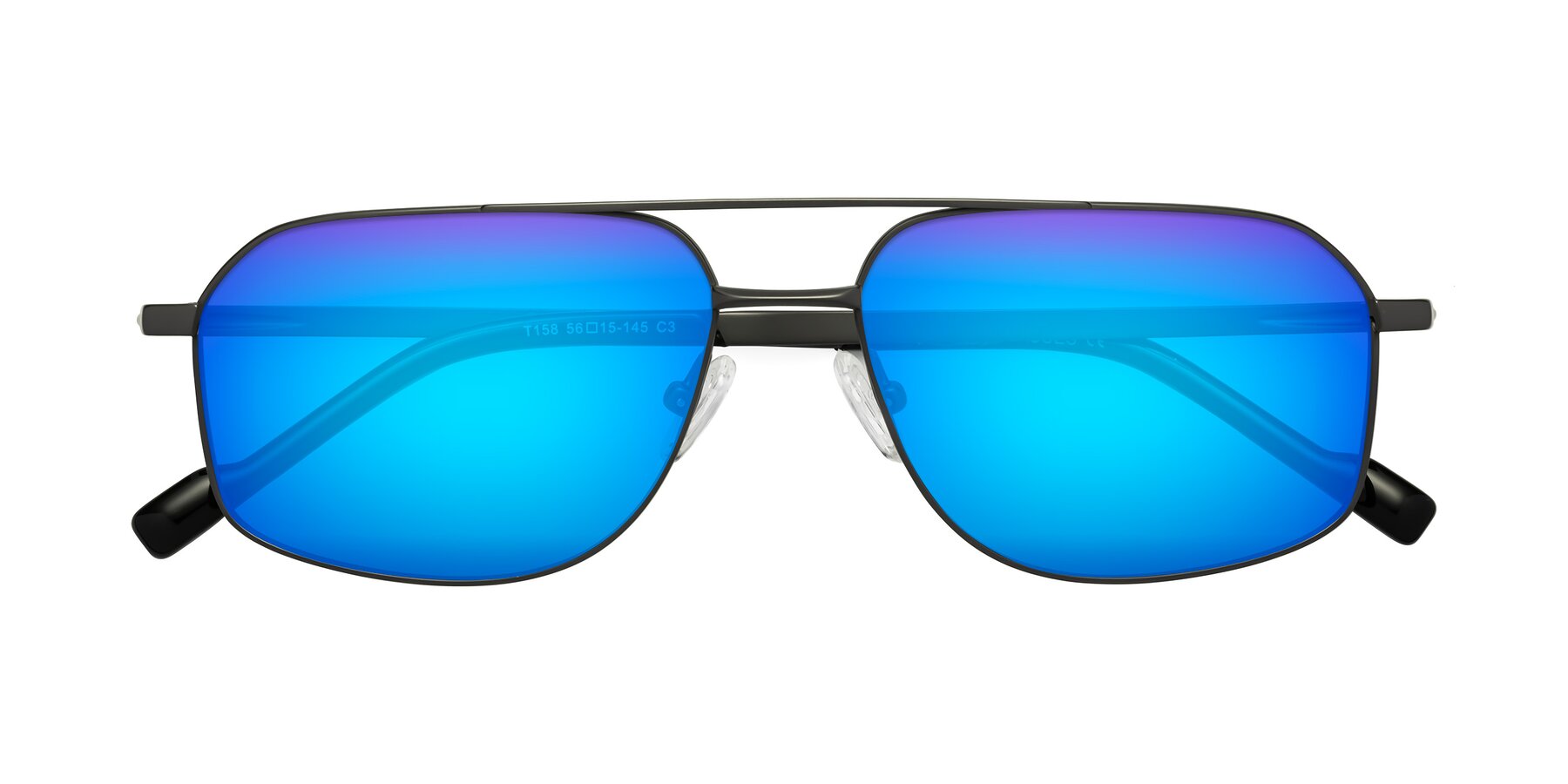 Folded Front of Perine in Gunmetal with Blue Mirrored Lenses