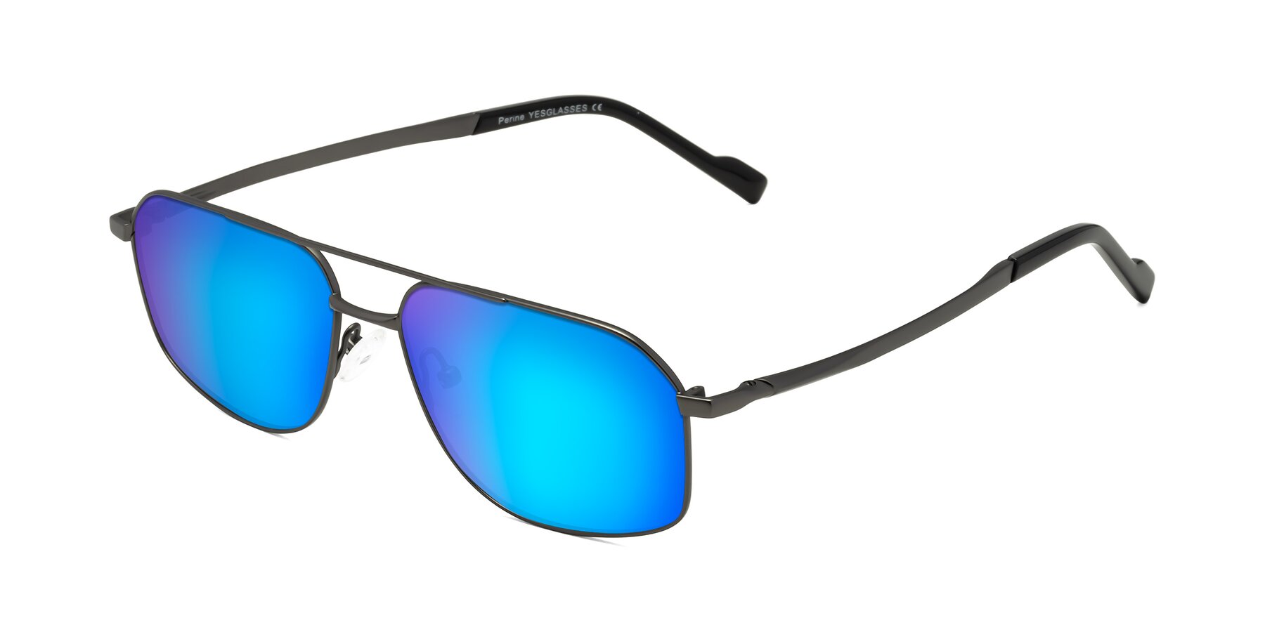 Angle of Perine in Gunmetal with Blue Mirrored Lenses