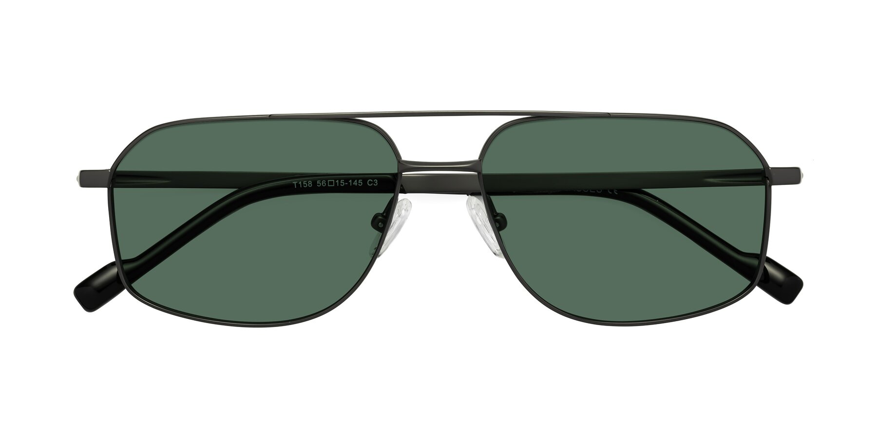 Folded Front of Perine in Gunmetal with Green Polarized Lenses