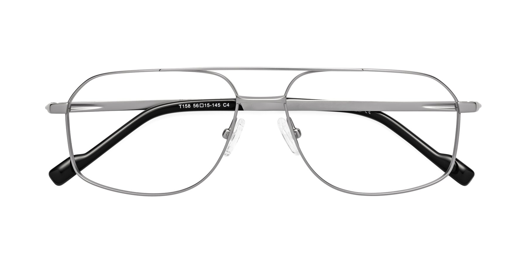 Folded Front of Perine in Silver with Clear Reading Eyeglass Lenses