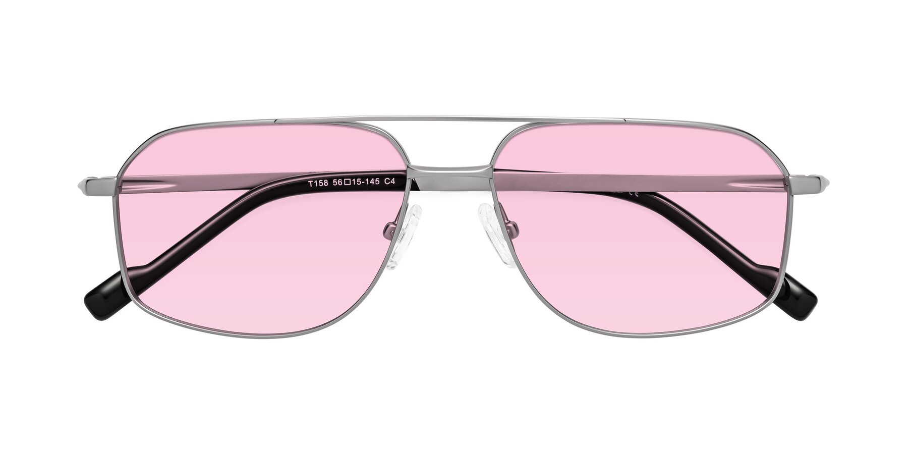 Folded Front of Perine in Silver with Light Pink Tinted Lenses