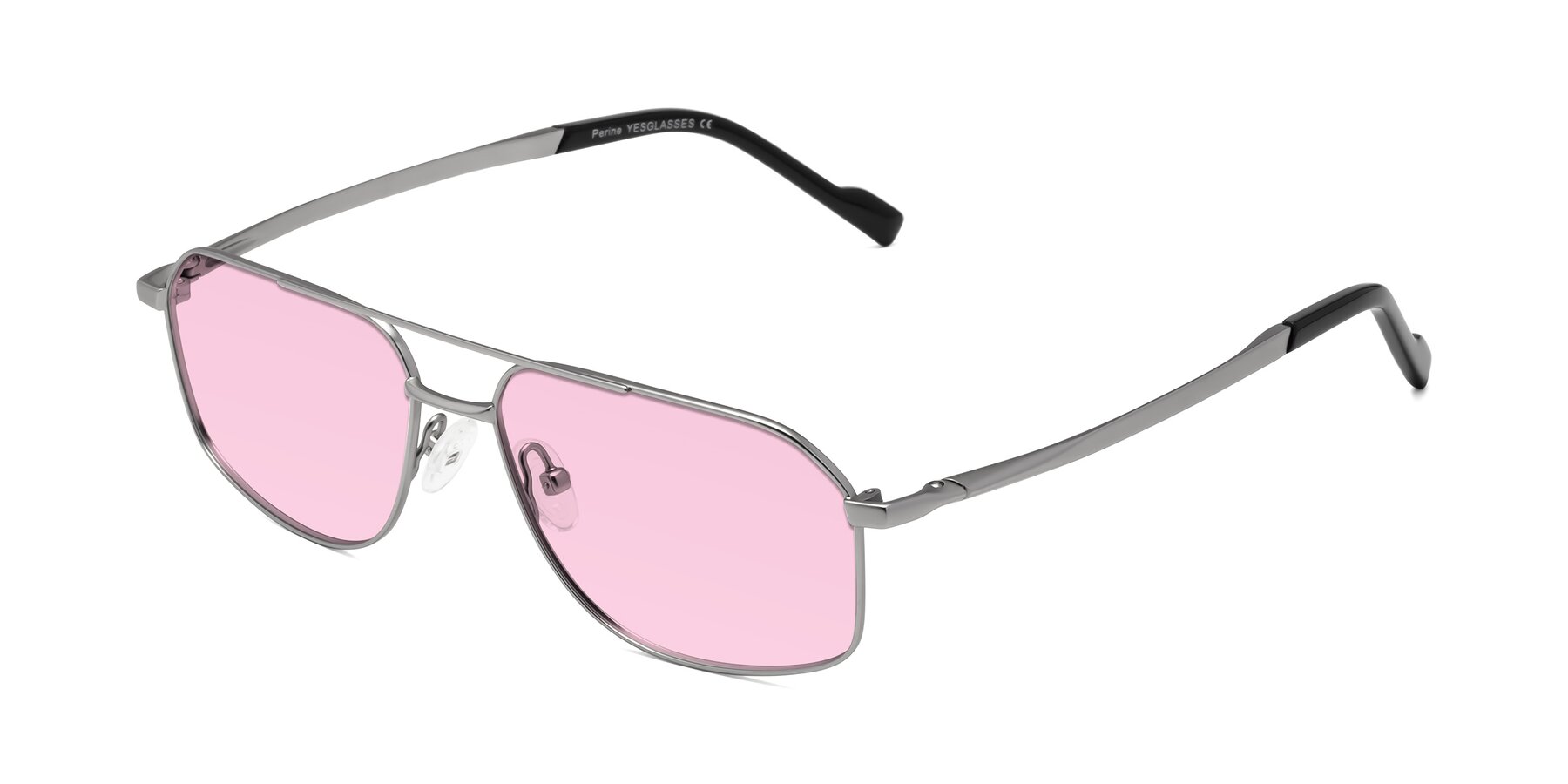 Angle of Perine in Silver with Light Pink Tinted Lenses