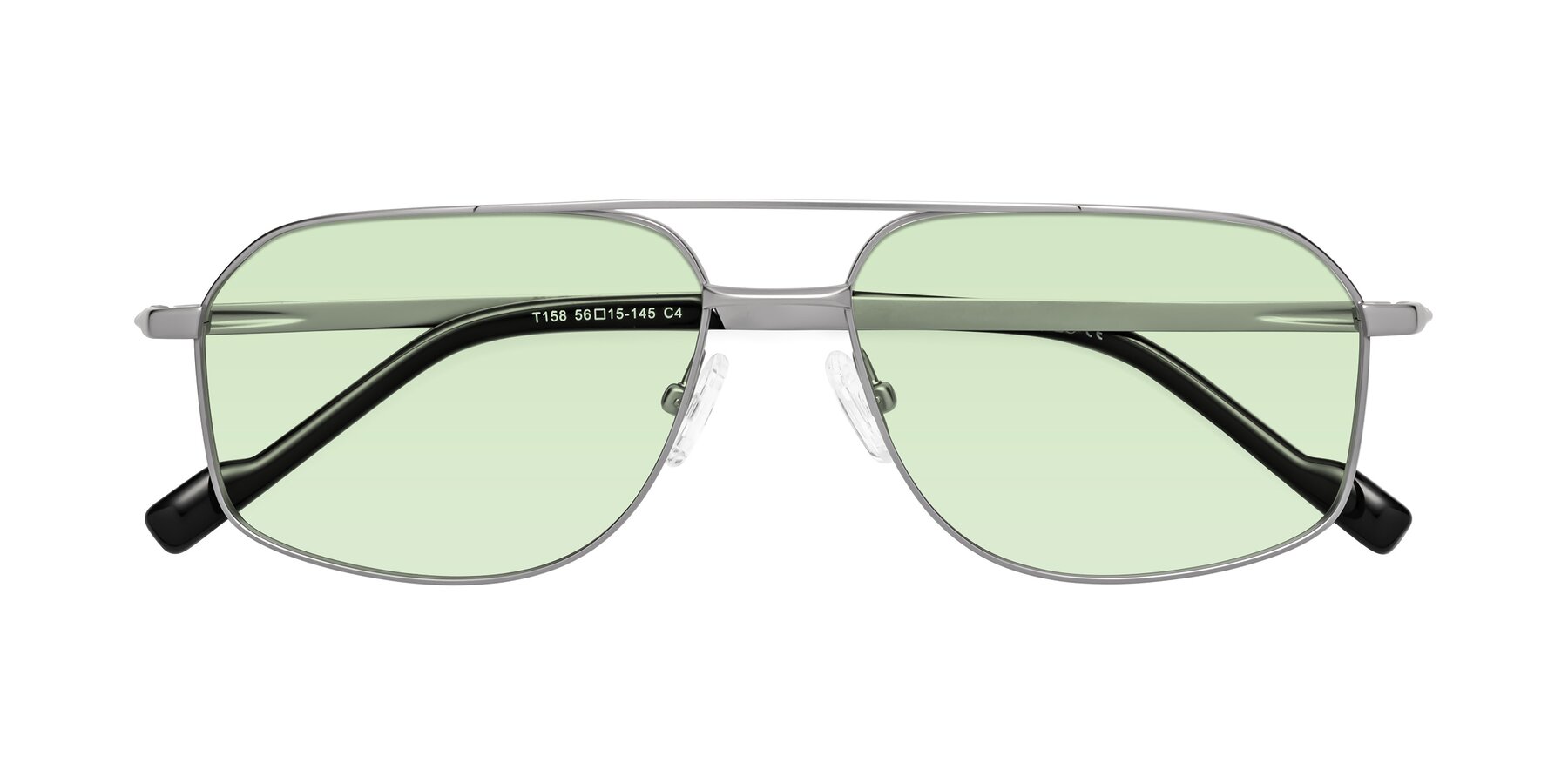 Folded Front of Perine in Silver with Light Green Tinted Lenses