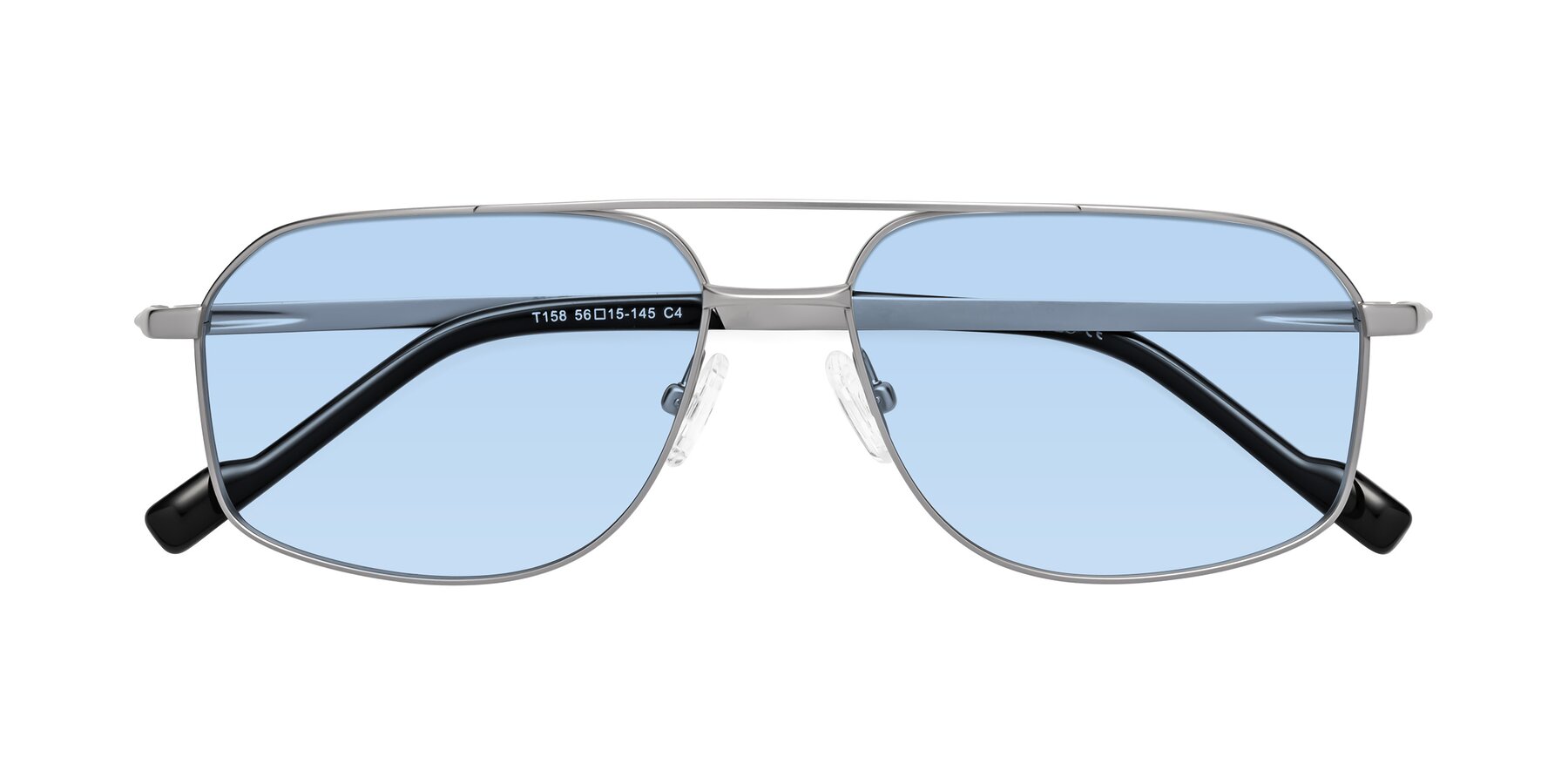 Folded Front of Perine in Silver with Light Blue Tinted Lenses