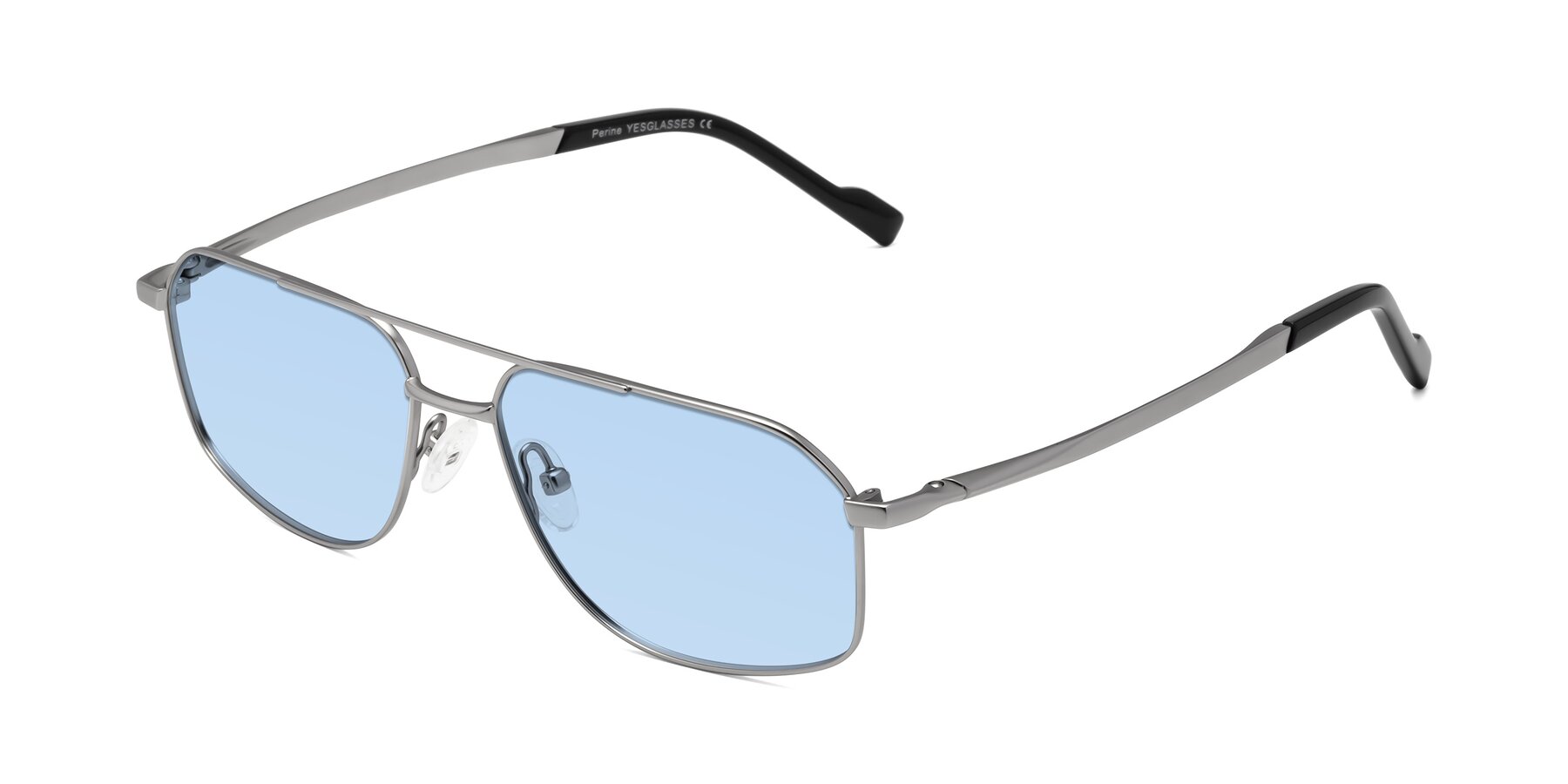 Angle of Perine in Silver with Light Blue Tinted Lenses
