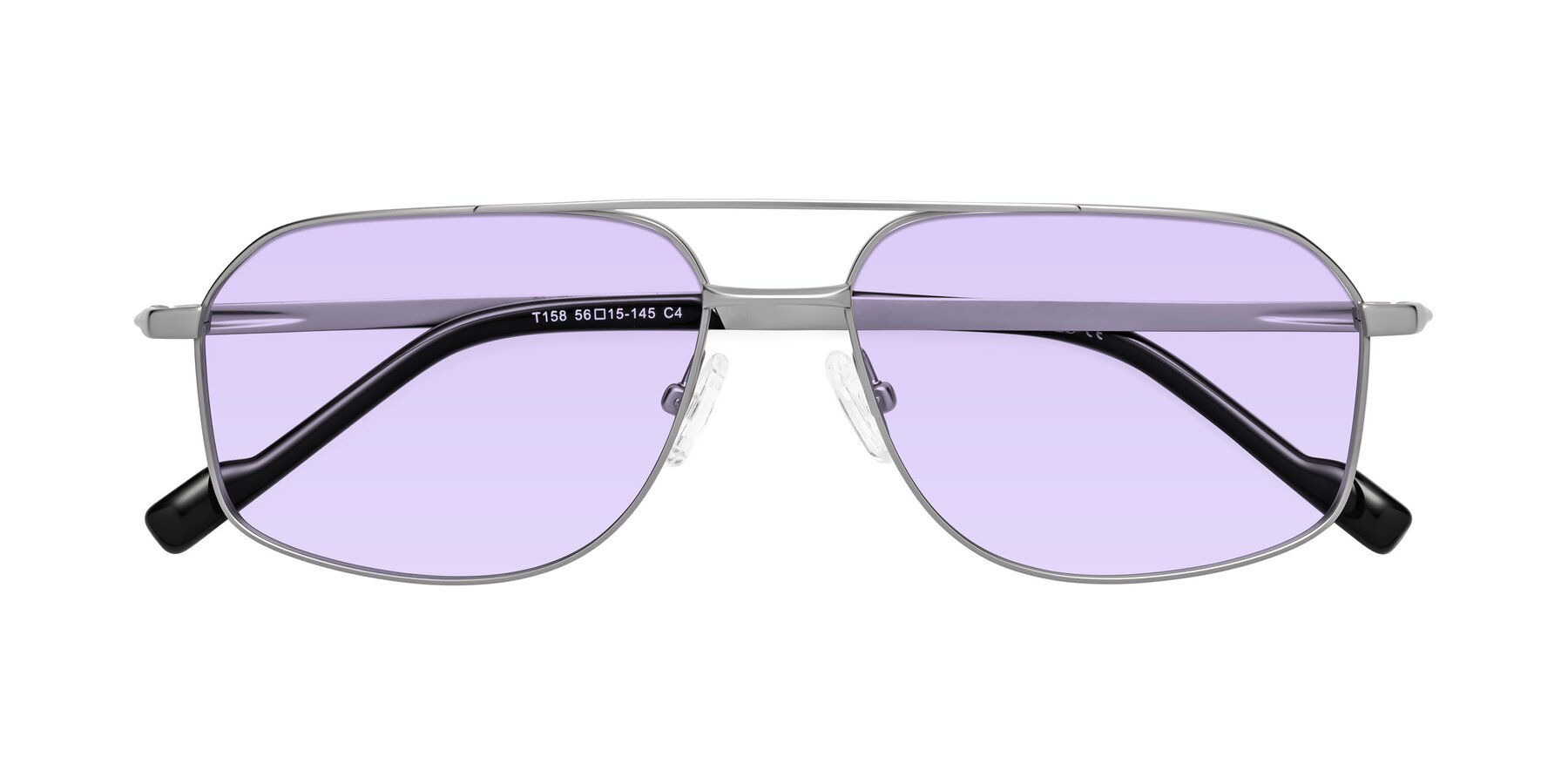 Folded Front of Perine in Silver with Light Purple Tinted Lenses