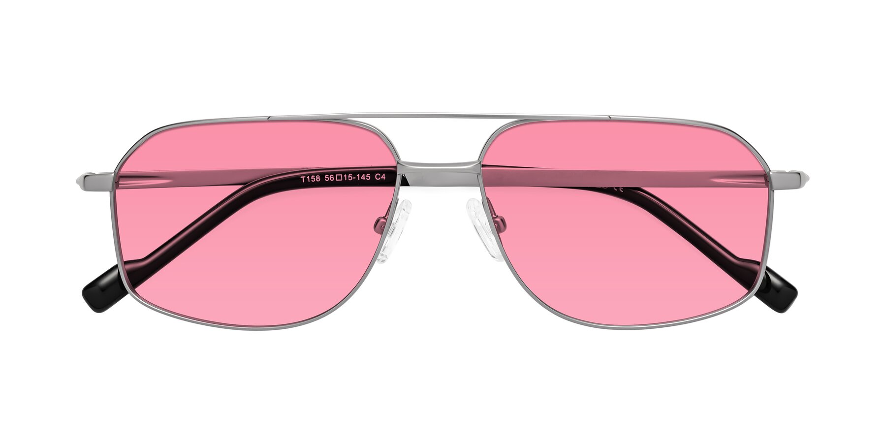 Folded Front of Perine in Silver with Pink Tinted Lenses