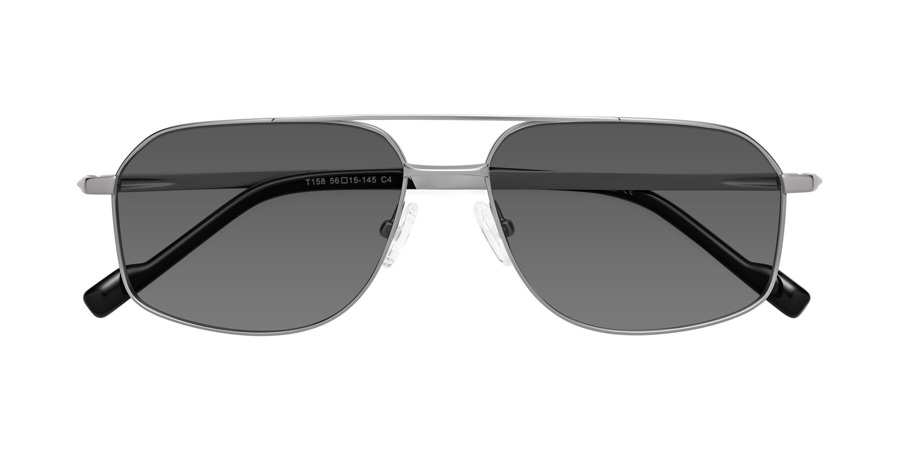 Folded Front of Perine in Silver with Medium Gray Tinted Lenses