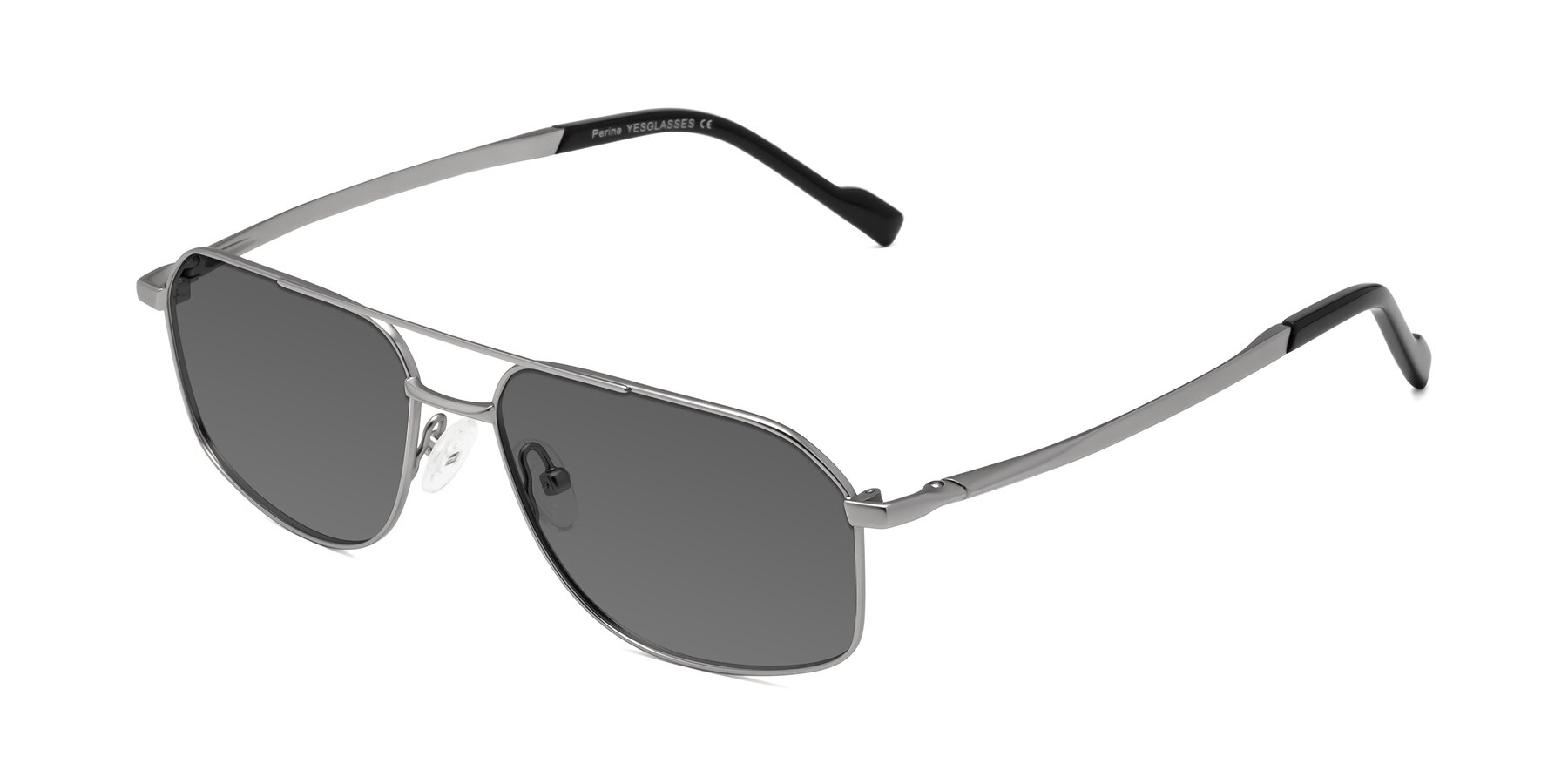 Angle of Perine in Silver with Medium Gray Tinted Lenses