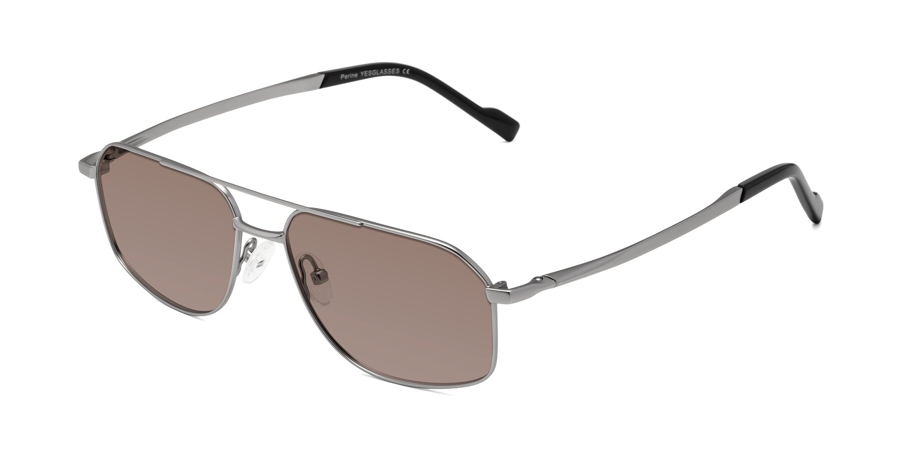 Angle of Perine in Silver with Medium Brown Tinted Lenses