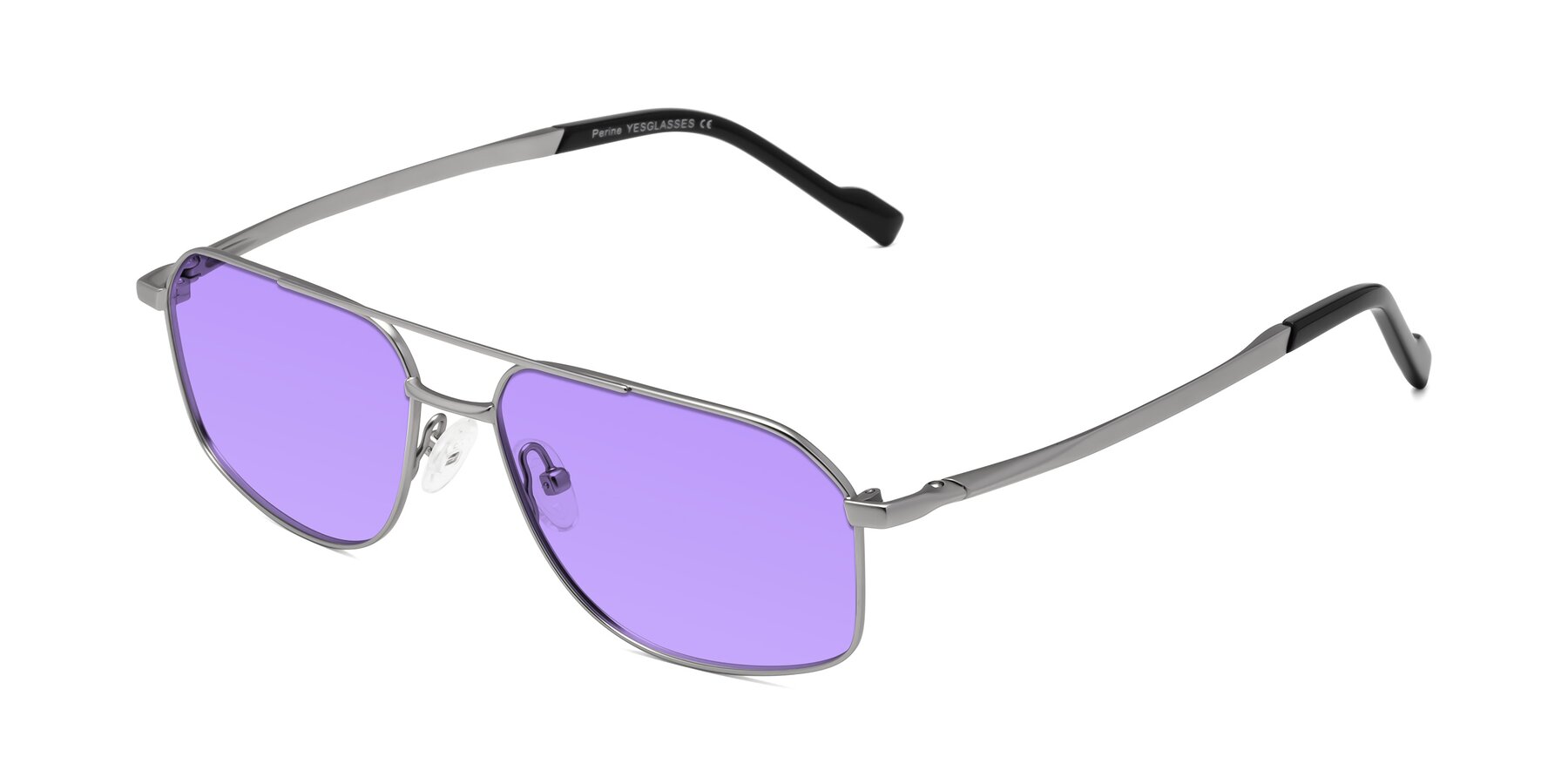 Angle of Perine in Silver with Medium Purple Tinted Lenses