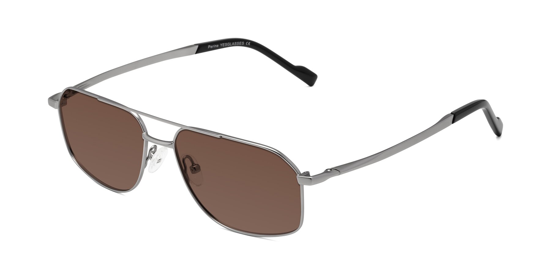 Angle of Perine in Silver with Brown Tinted Lenses