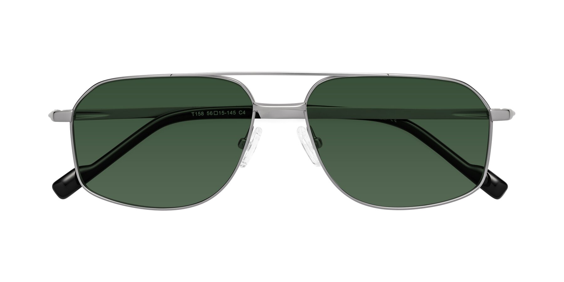Folded Front of Perine in Silver with Green Tinted Lenses