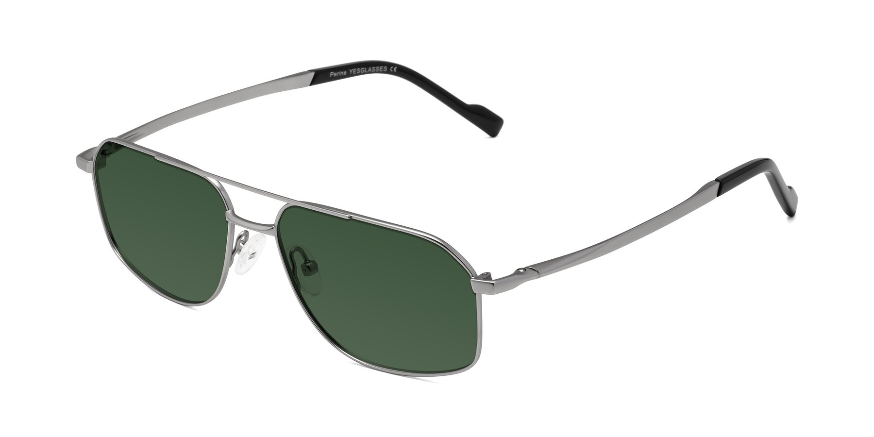 Angle of Perine in Silver with Green Tinted Lenses
