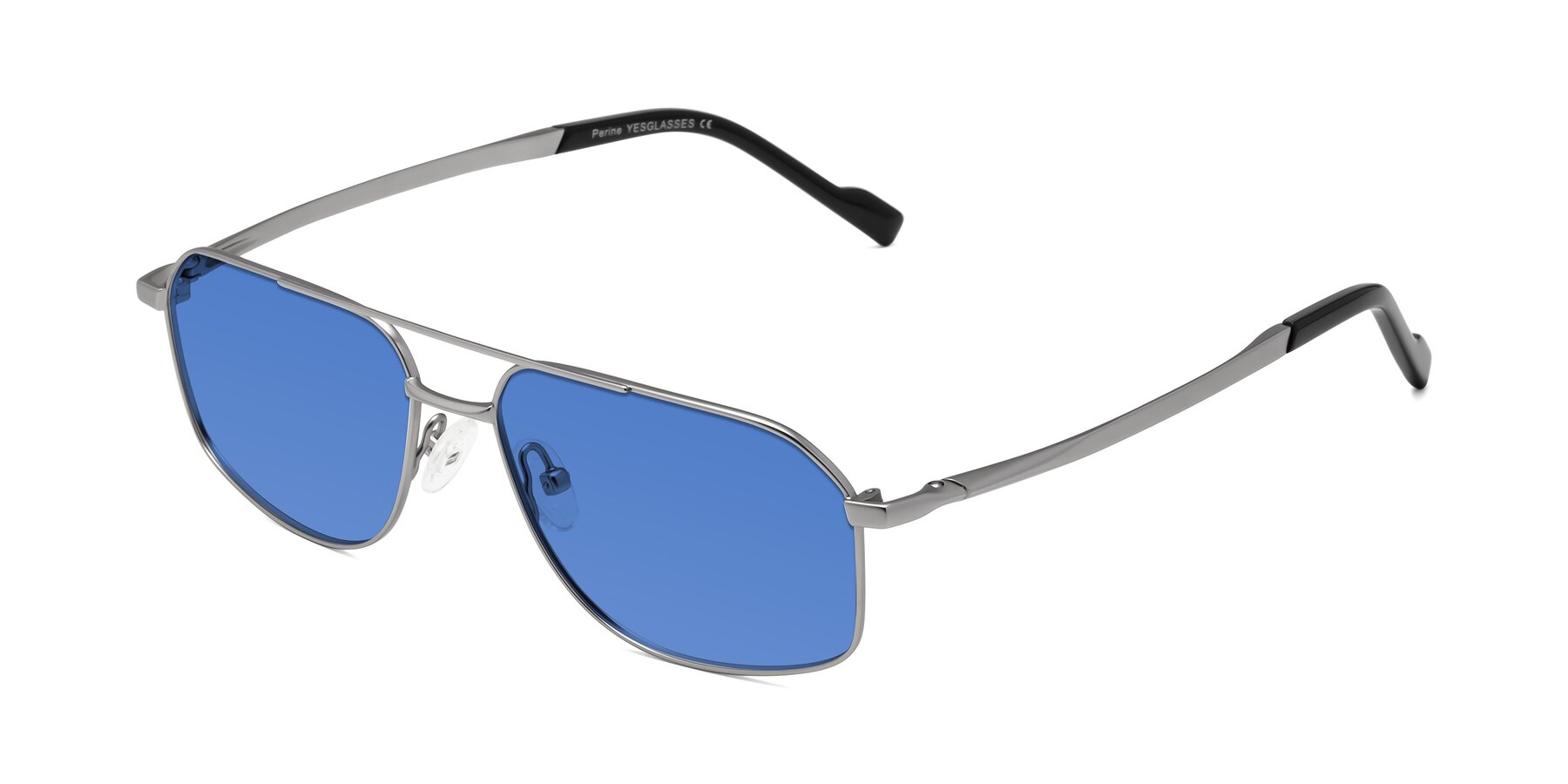 Angle of Perine in Silver with Blue Tinted Lenses