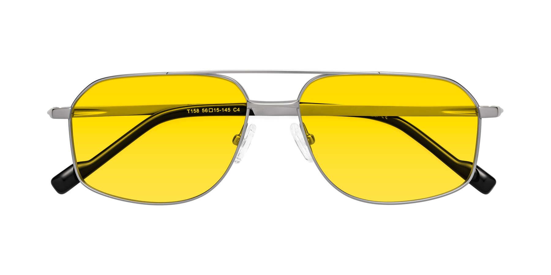 Folded Front of Perine in Silver with Yellow Tinted Lenses