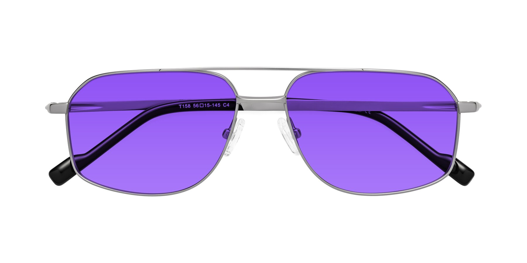Folded Front of Perine in Silver with Purple Tinted Lenses