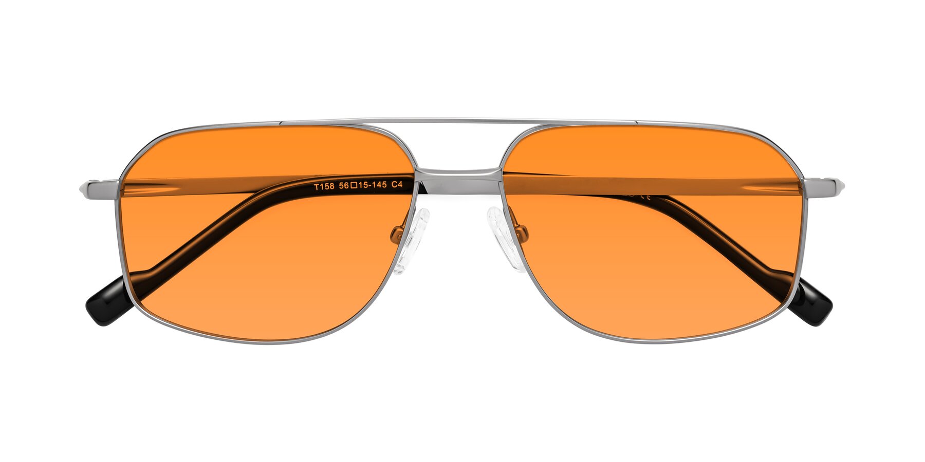 Folded Front of Perine in Silver with Orange Tinted Lenses