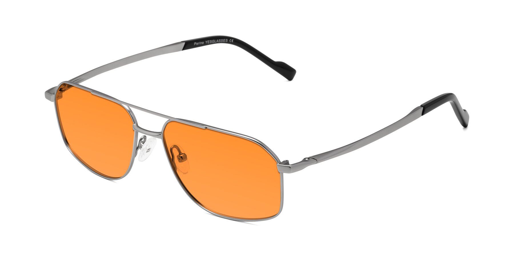Angle of Perine in Silver with Orange Tinted Lenses