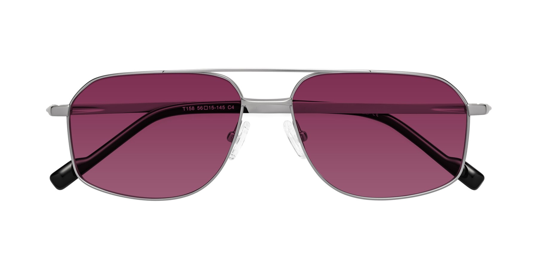 Folded Front of Perine in Silver with Wine Tinted Lenses