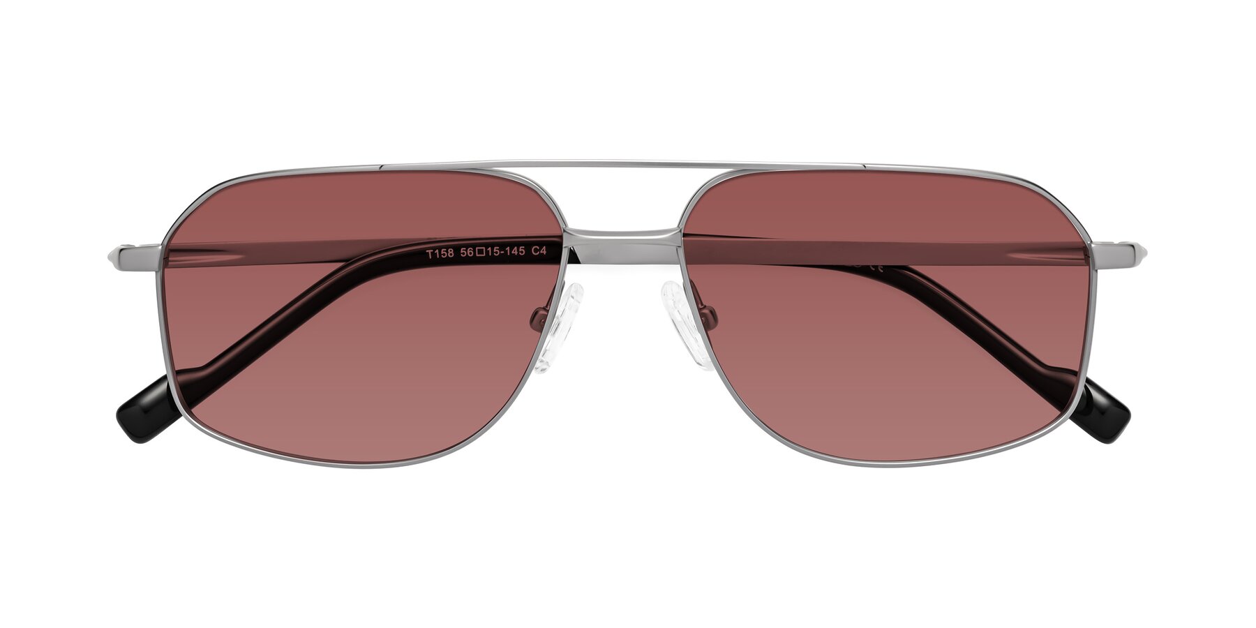 Folded Front of Perine in Silver with Garnet Tinted Lenses