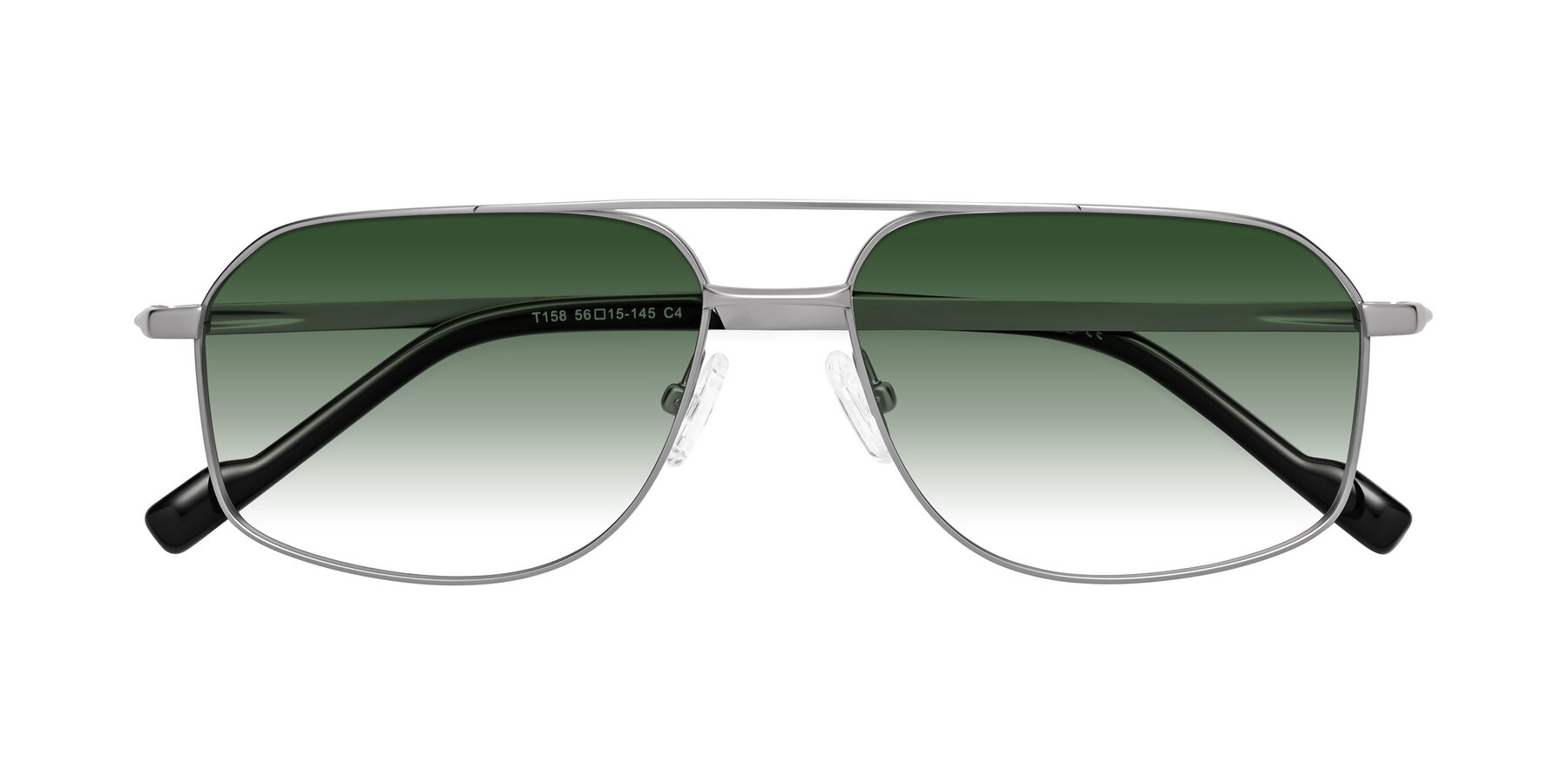 Folded Front of Perine in Silver with Green Gradient Lenses