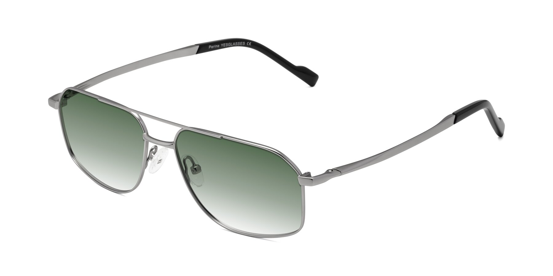 Angle of Perine in Silver with Green Gradient Lenses