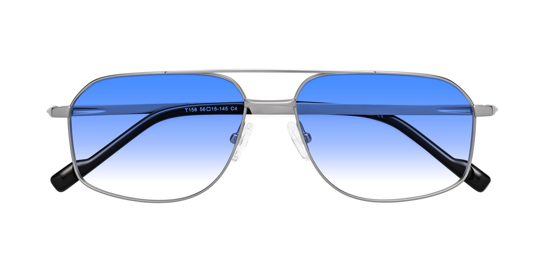 Folded Front of Perine in Silver with Blue Gradient Lenses
