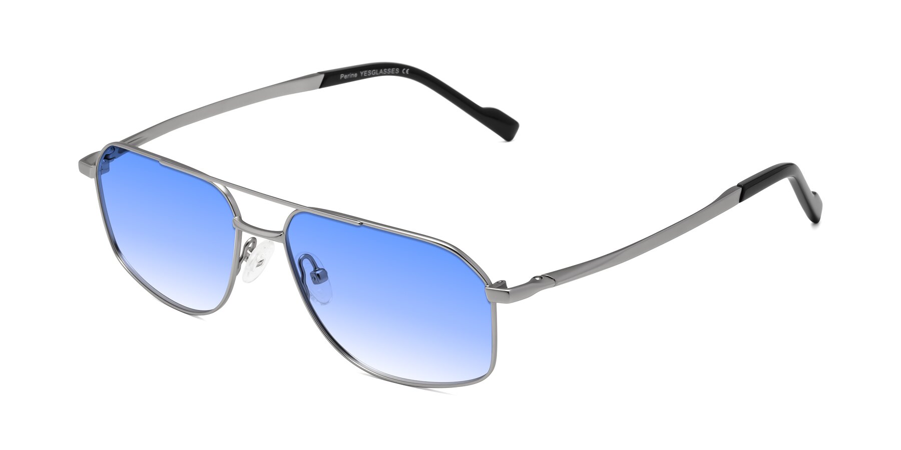 Angle of Perine in Silver with Blue Gradient Lenses