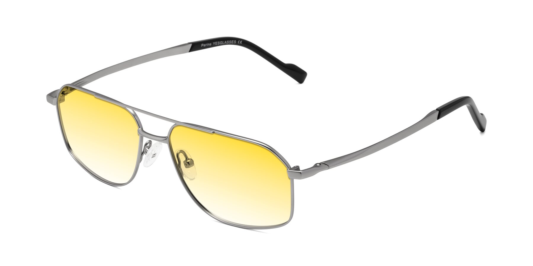 Angle of Perine in Silver with Yellow Gradient Lenses