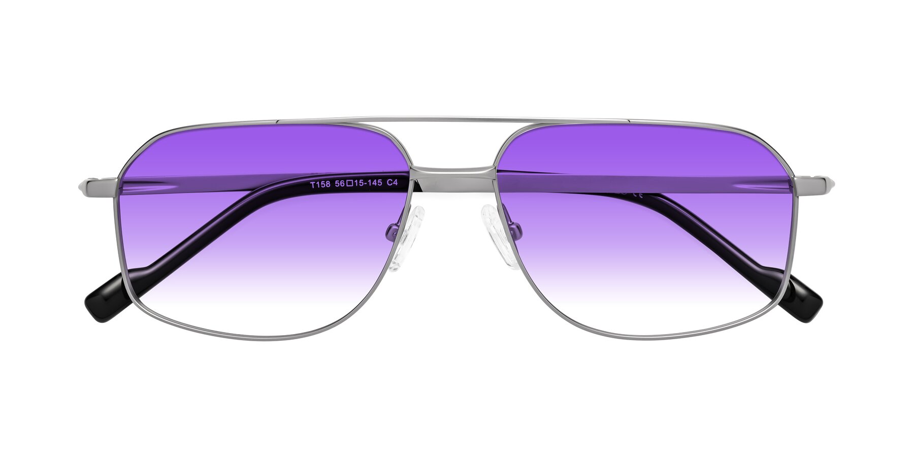 Folded Front of Perine in Silver with Purple Gradient Lenses