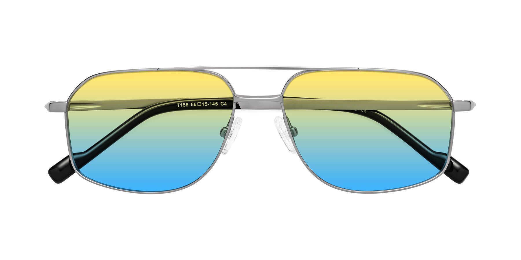 Folded Front of Perine in Silver with Yellow / Blue Gradient Lenses