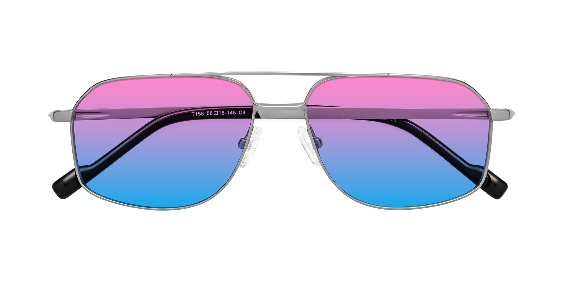 Folded Front of Perine in Silver with Pink / Blue Gradient Lenses