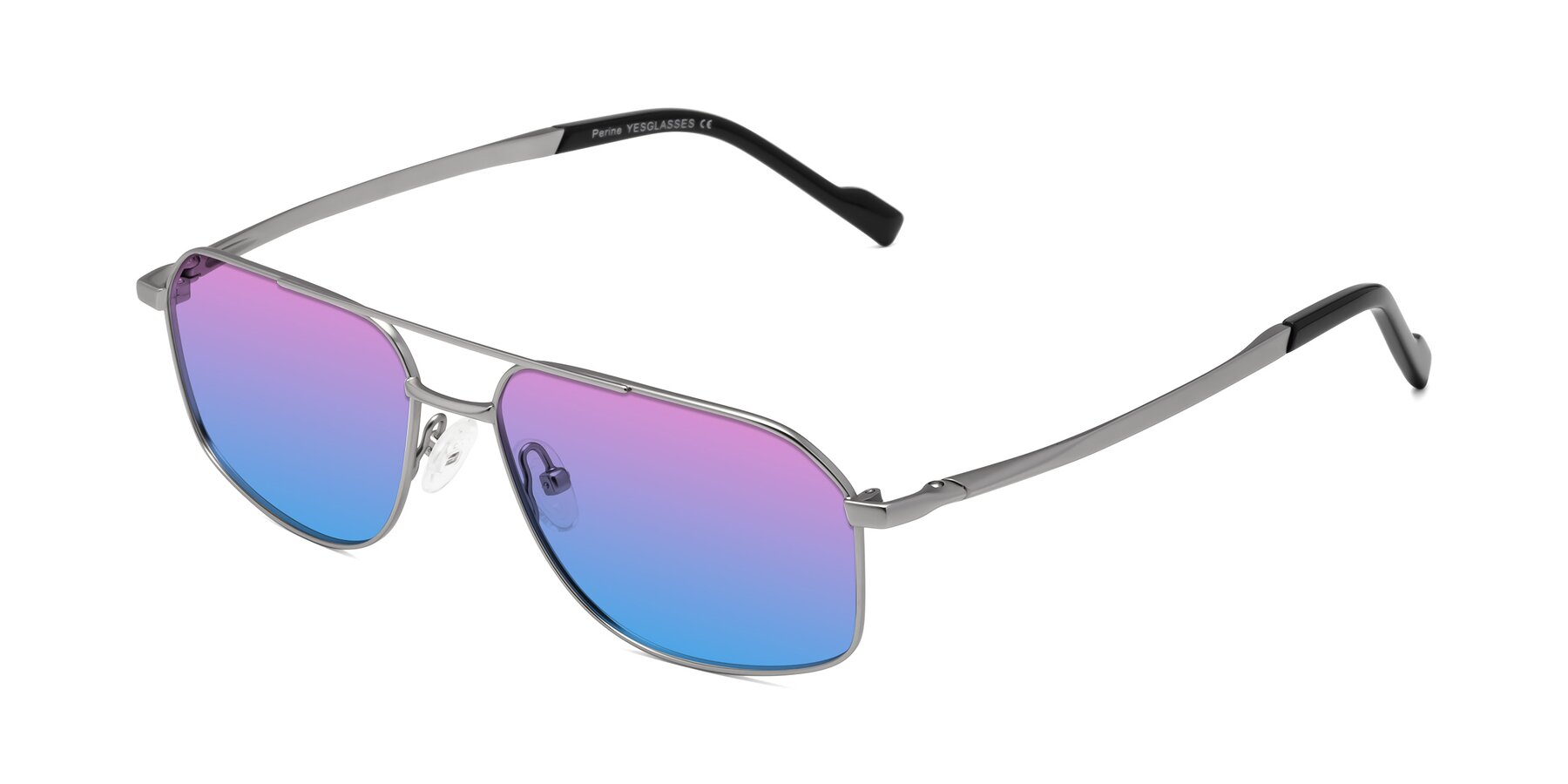 Angle of Perine in Silver with Pink / Blue Gradient Lenses