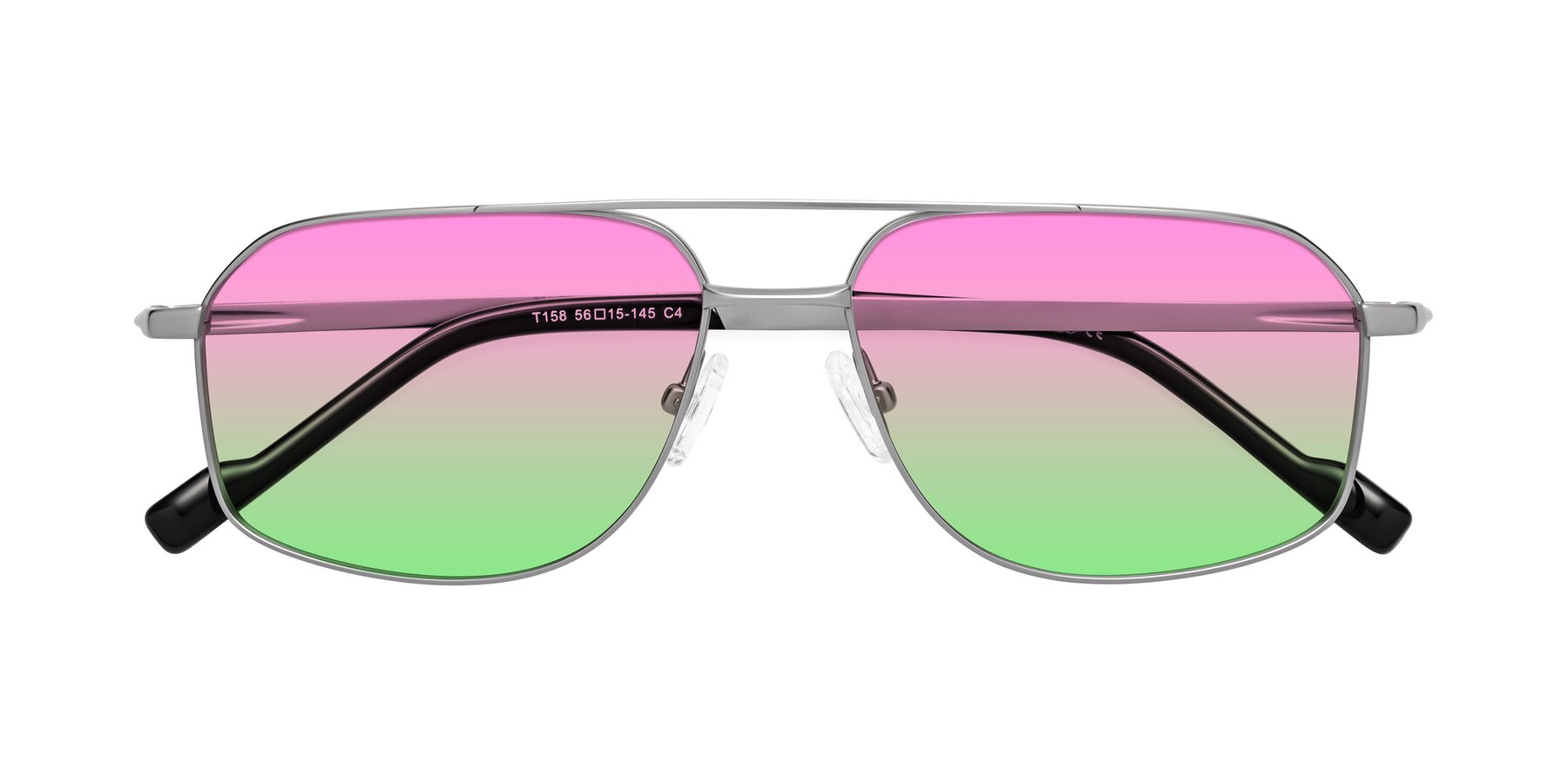 Folded Front of Perine in Silver with Pink / Green Gradient Lenses