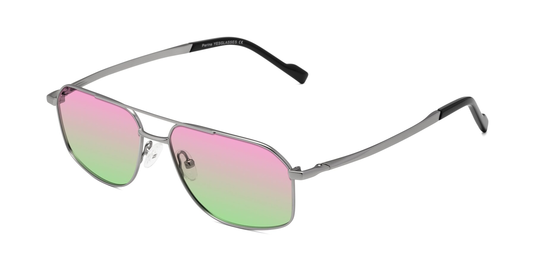 Angle of Perine in Silver with Pink / Green Gradient Lenses