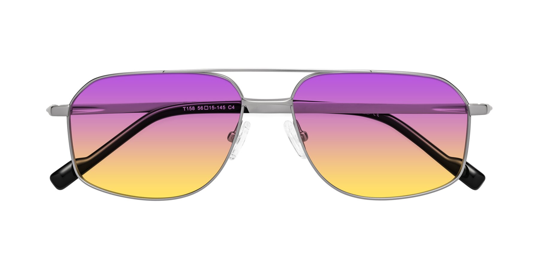 Folded Front of Perine in Silver with Purple / Yellow Gradient Lenses