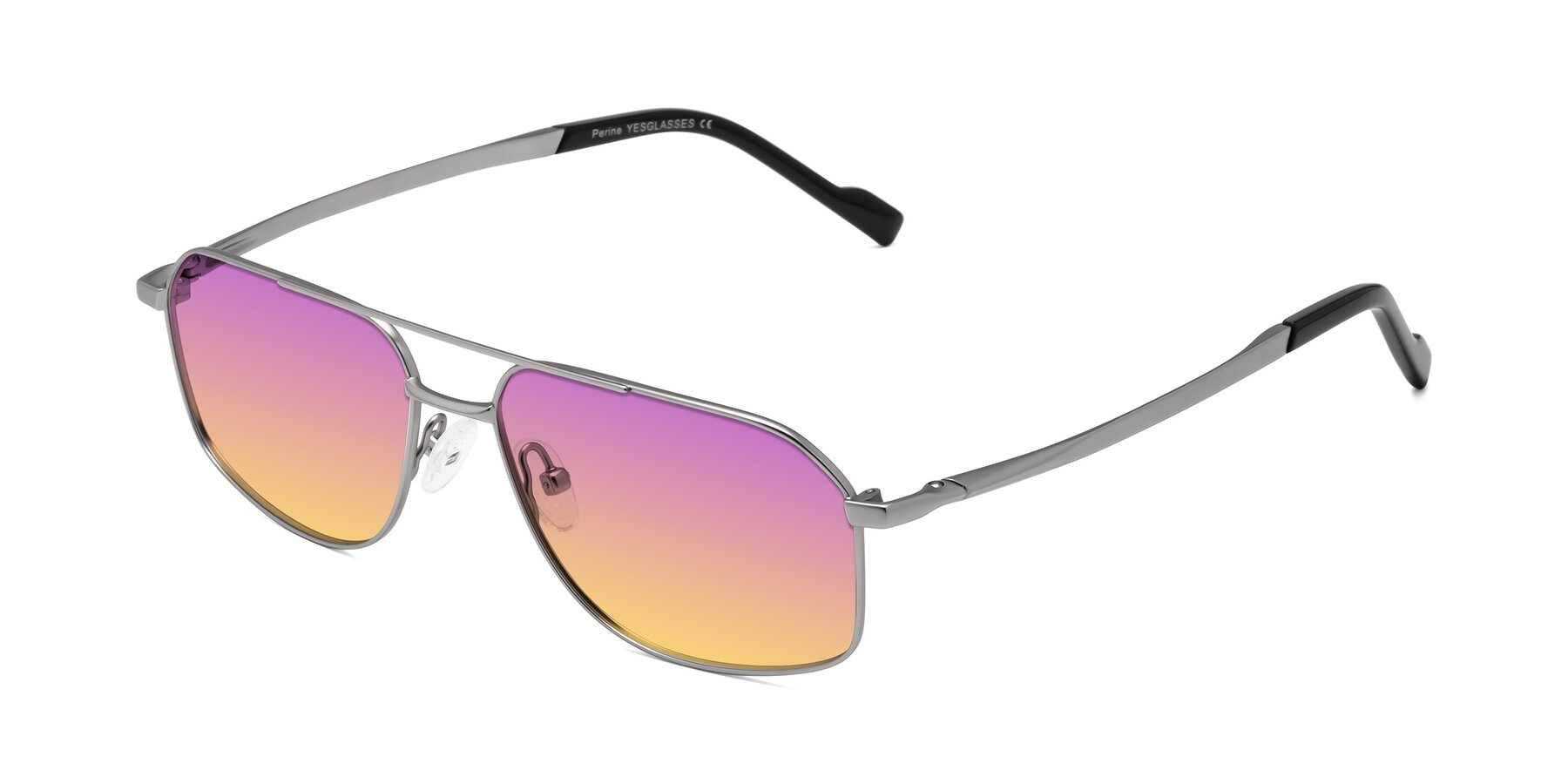 Angle of Perine in Silver with Purple / Yellow Gradient Lenses