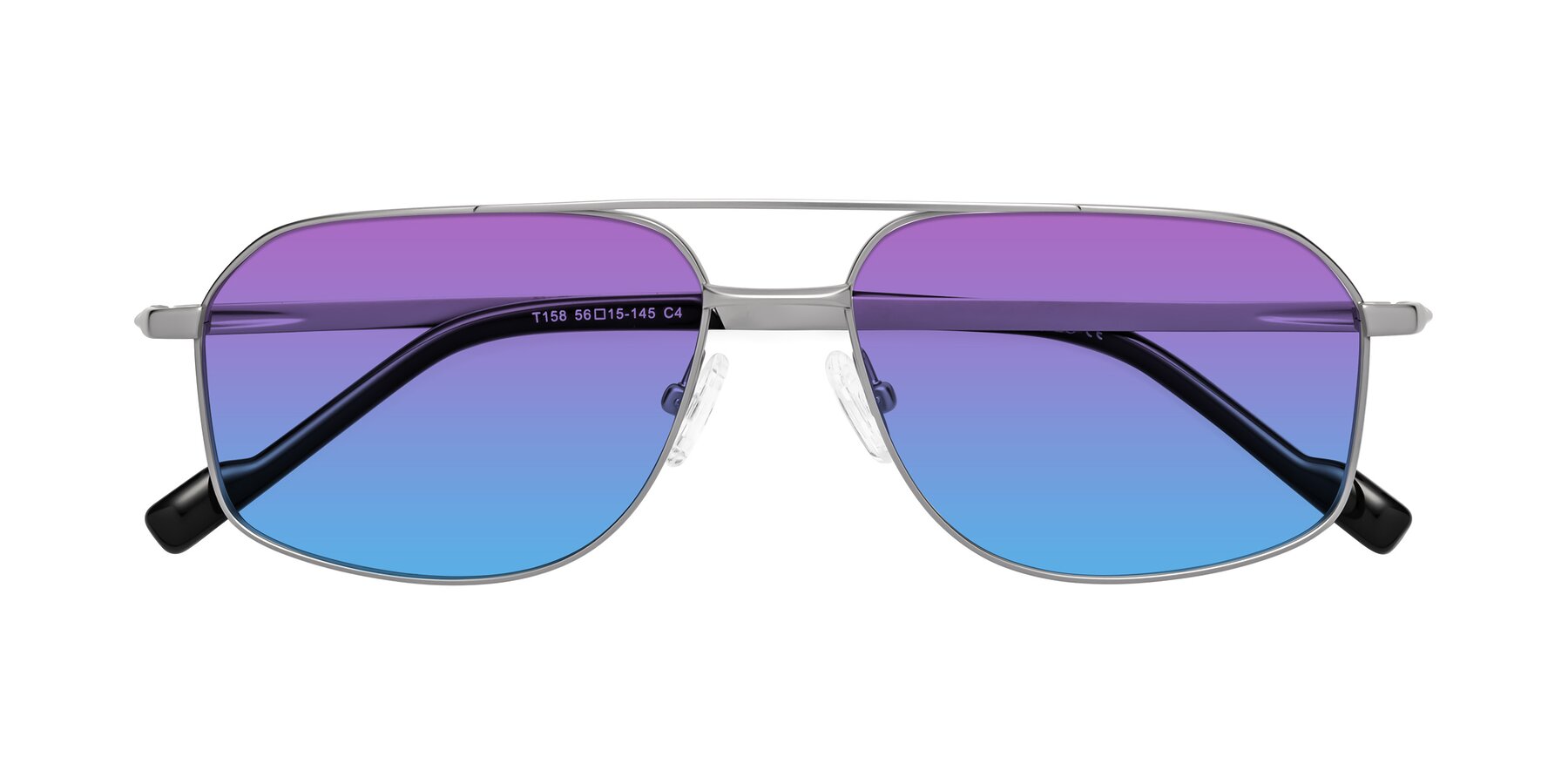 Folded Front of Perine in Silver with Purple / Blue Gradient Lenses