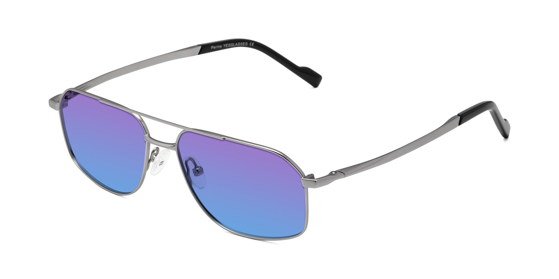 Angle of Perine in Silver with Purple / Blue Gradient Lenses