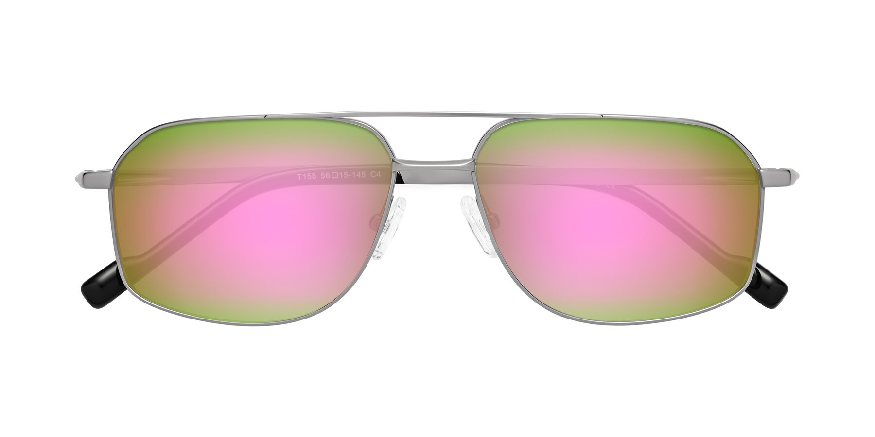 Folded Front of Perine in Silver with Pink Mirrored Lenses