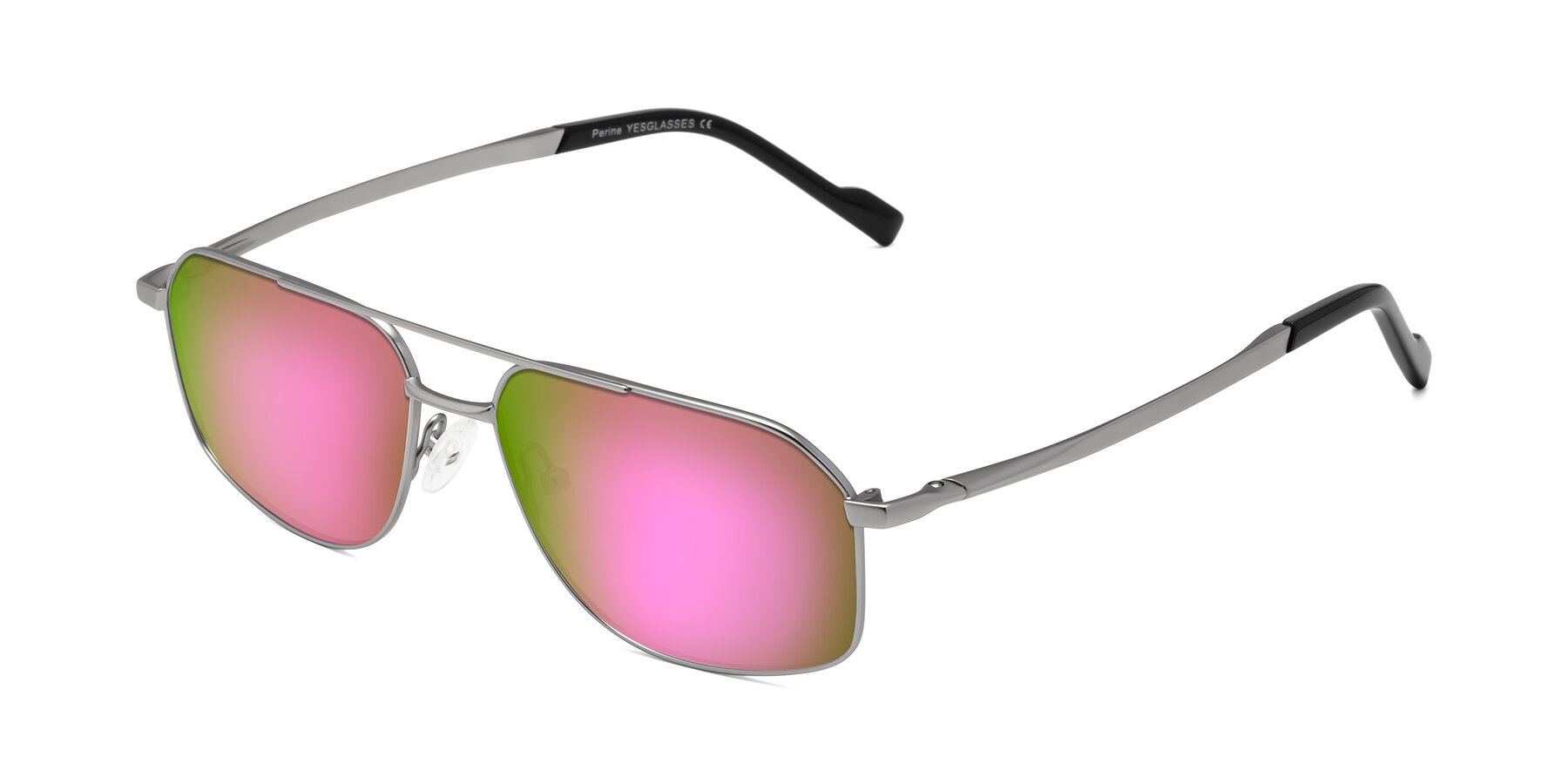 Angle of Perine in Silver with Pink Mirrored Lenses