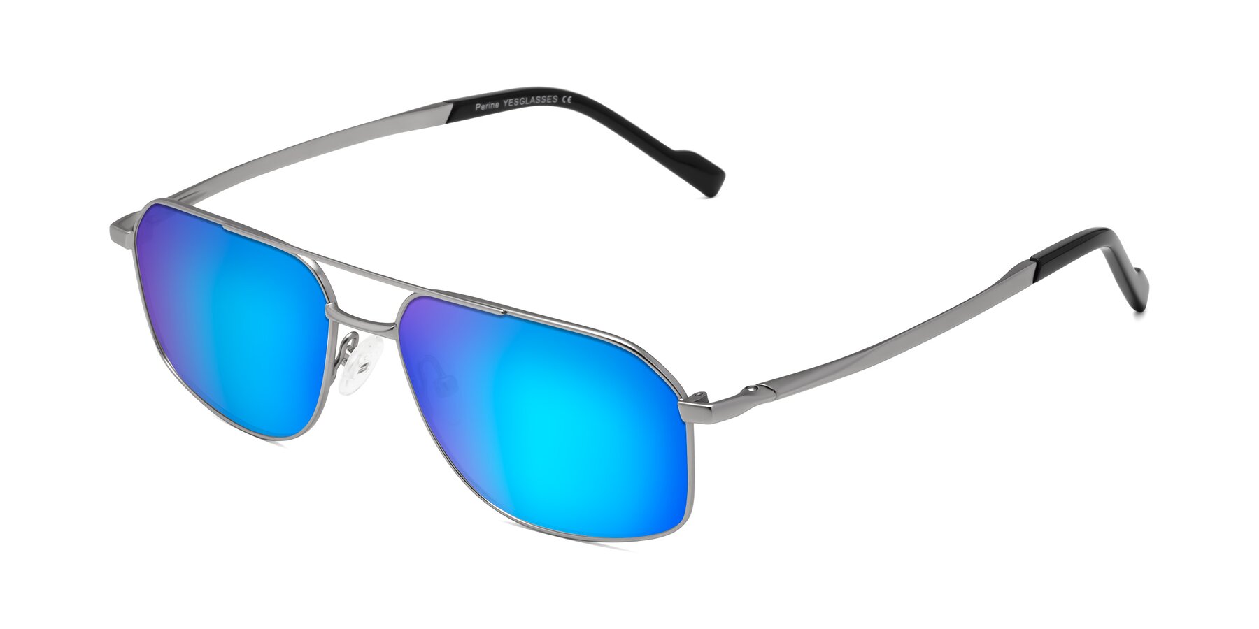 Angle of Perine in Silver with Blue Mirrored Lenses