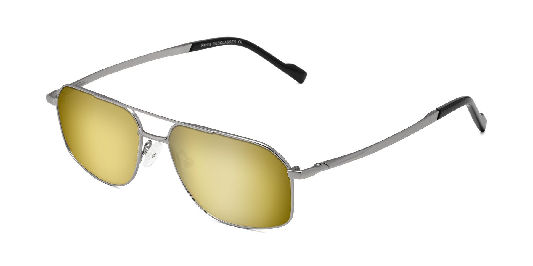 Angle of Perine in Silver with Gold Mirrored Lenses