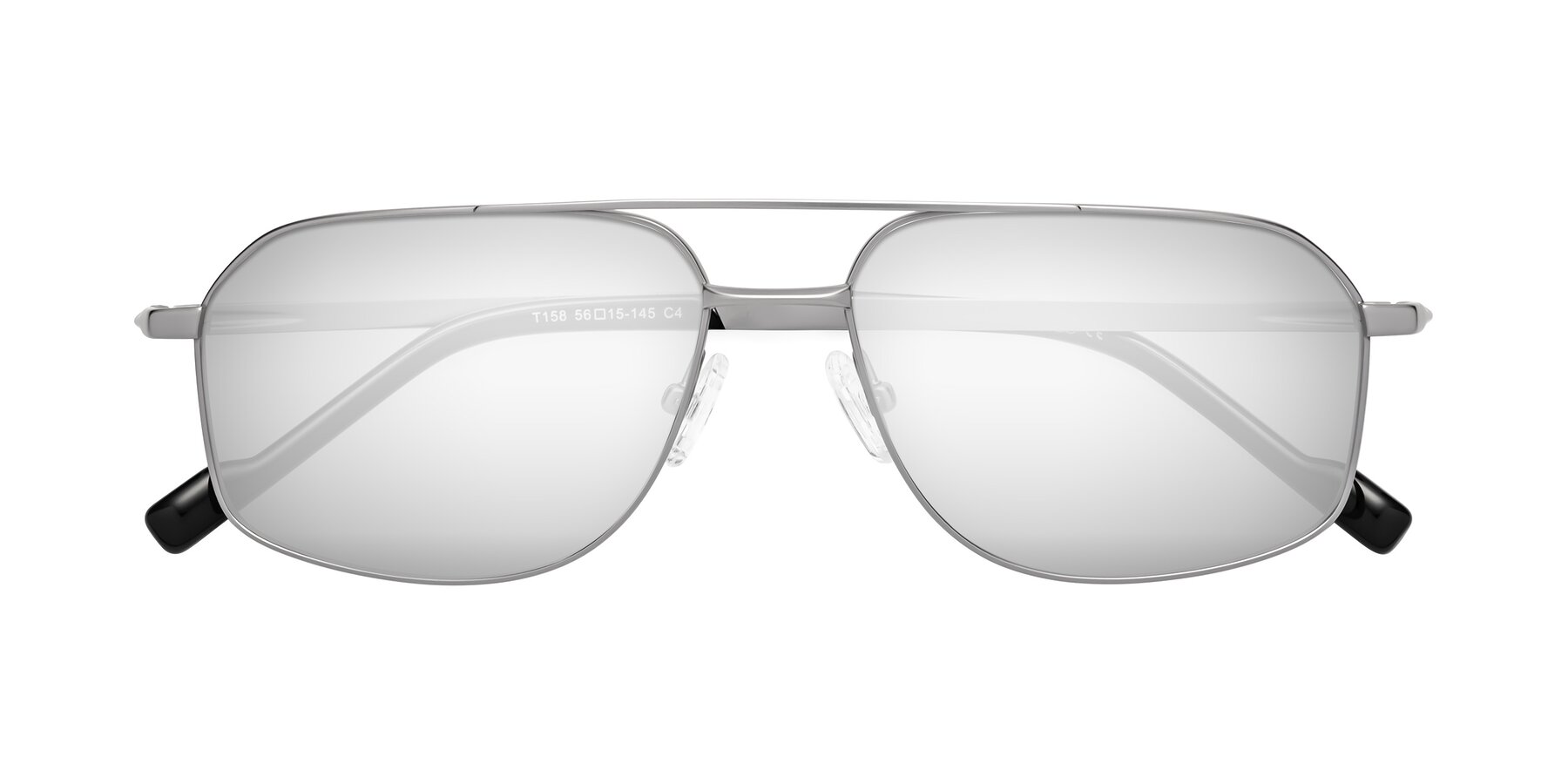 Folded Front of Perine in Silver with Silver Mirrored Lenses