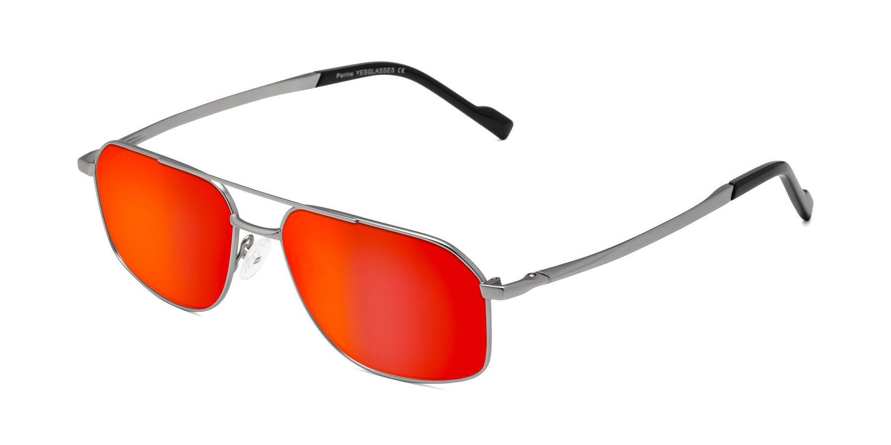 Angle of Perine in Silver with Red Gold Mirrored Lenses