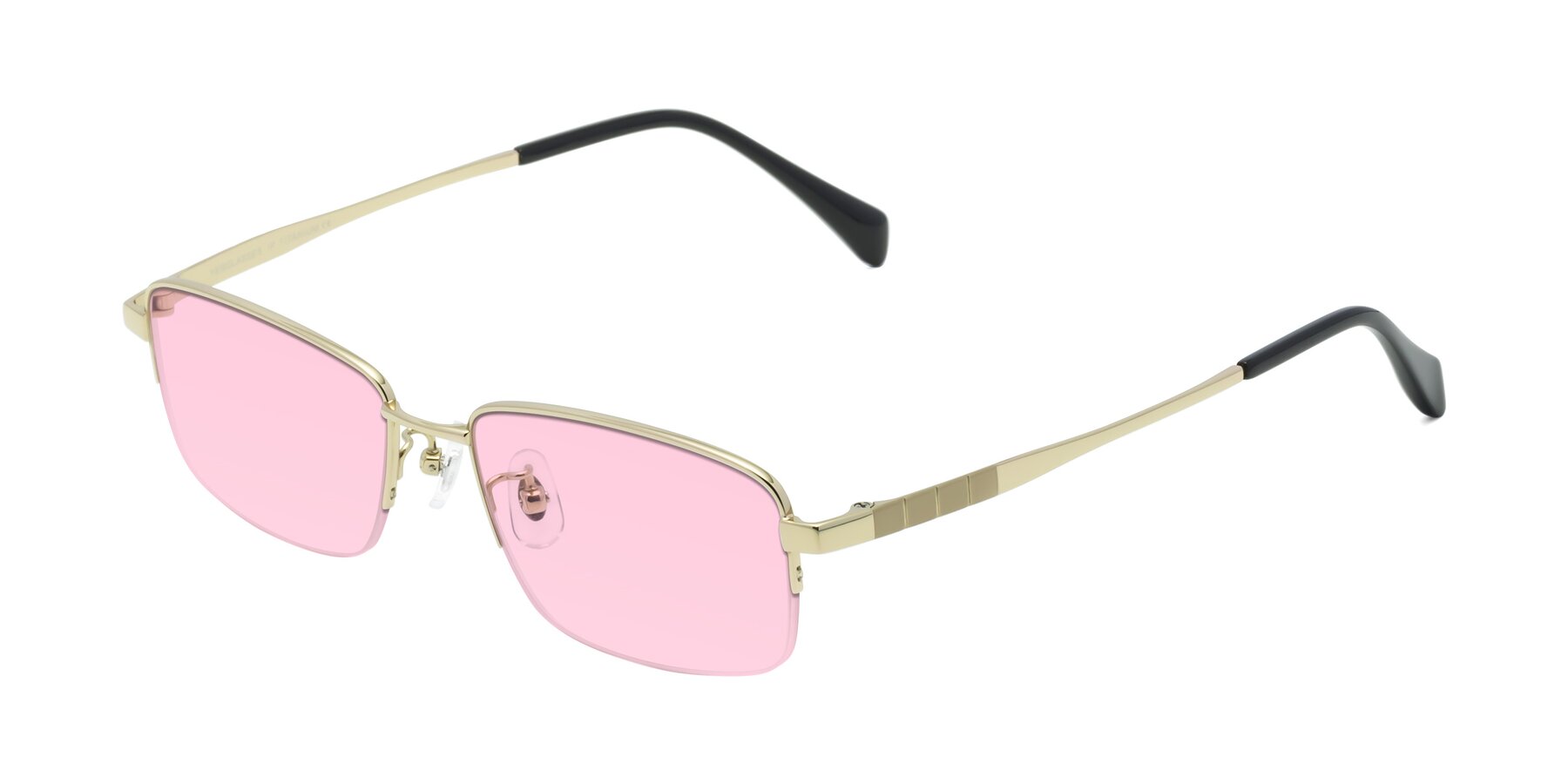 Angle of Profile in Gold with Light Pink Tinted Lenses